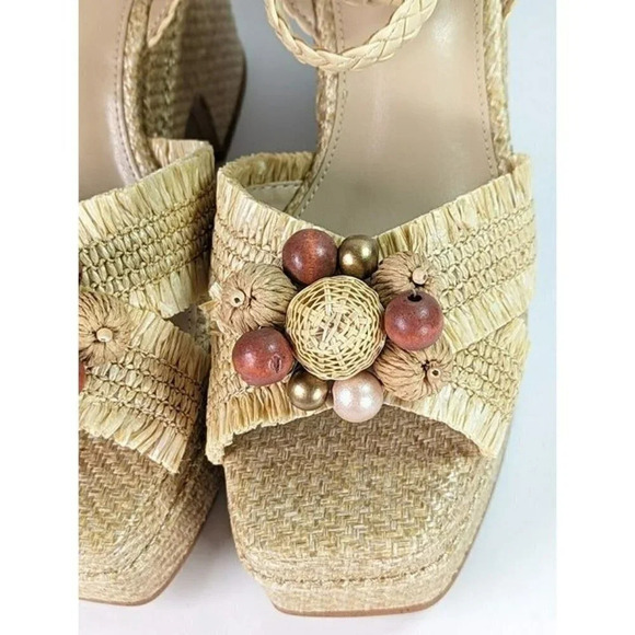Sam Edelman Women's Tate Woven Raffia Ankle-Strap Platform Size 9 (MSRP $170) - Picture 5 of 10